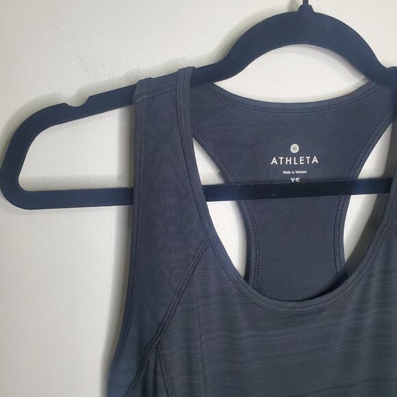 Athleta Serve It Up Tennis Dress Pleated Scoop Neck Racerback Mesh XS Black - Picture 9 of 16